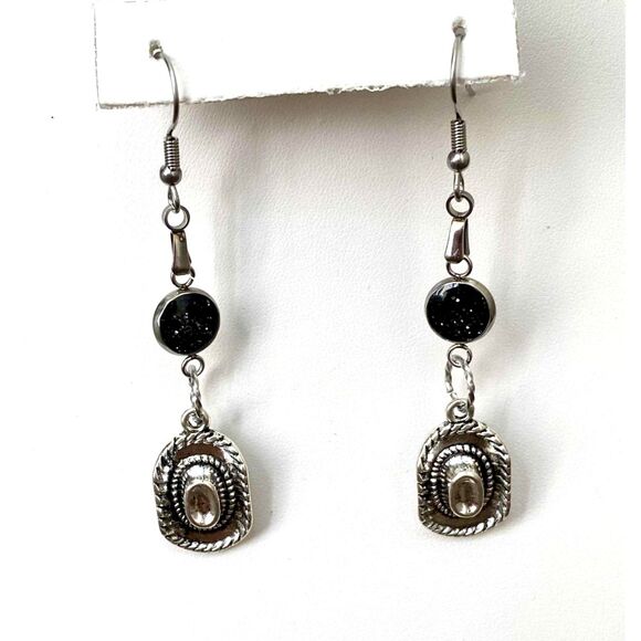 Source Unknown Jewelry - Silver-toned Miniature Cowboy Hat Earrings